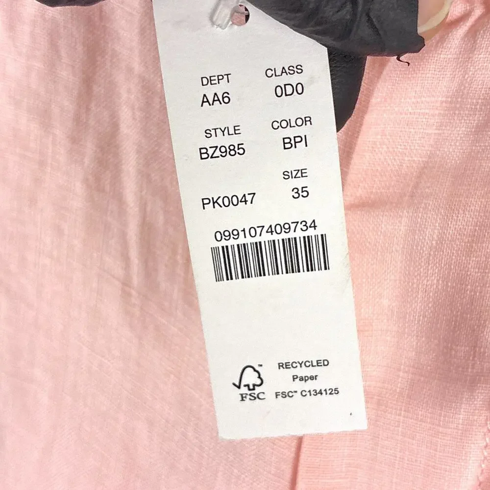 J.Crew Oarsman Shorts Mens 35 (36) Pink Linen Pleated Preppy Beach Hamptons